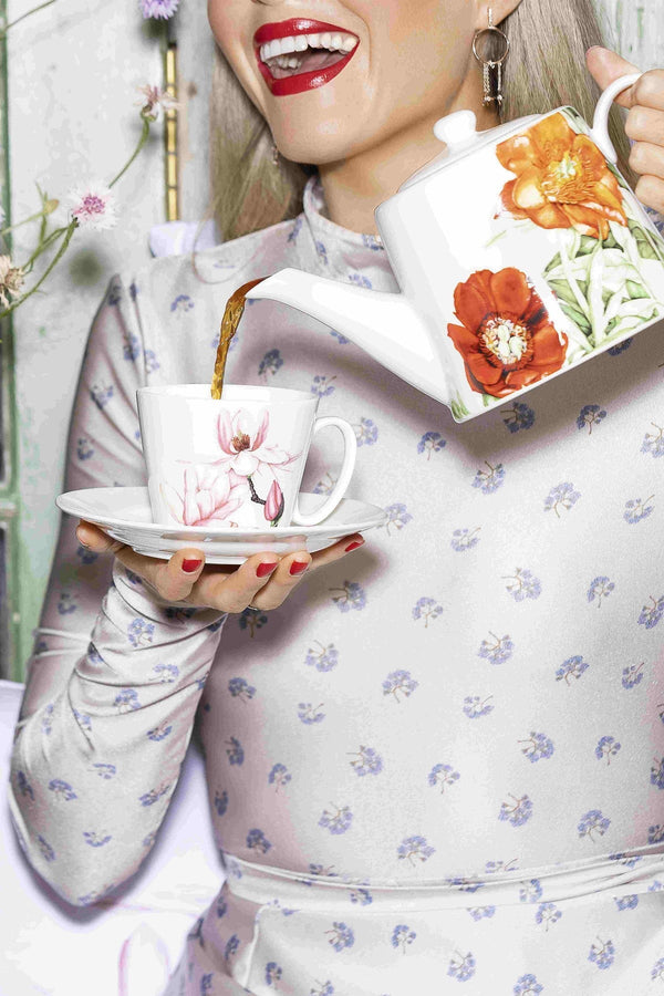 Carraig Donn Set of 2 Cups & Saucers Magnolia & Sweet Pea