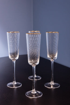 Carraig Donn Set of 4 Gold Trimmed Champagne Flutes