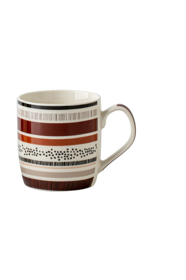 Carraig Donn Set Of 4 Striped Brown Mugs