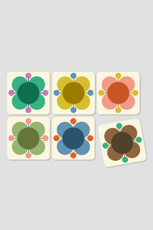 Carraig Donn Set of 6 Cork Coasters - Atomic Flower