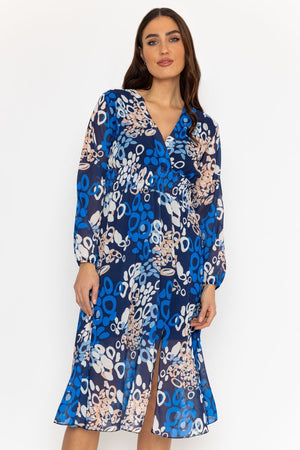 Carraig Donn Shauna Midi Dress in Blue Print