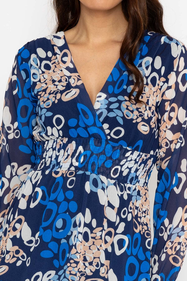 Carraig Donn Shauna Midi Dress in Blue Print