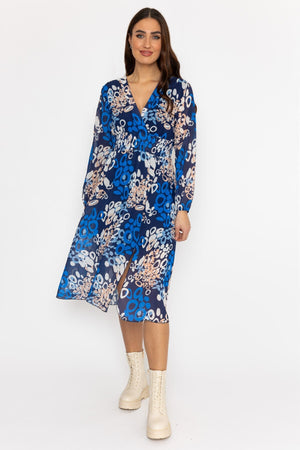 Carraig Donn Shauna Midi Dress in Blue Print