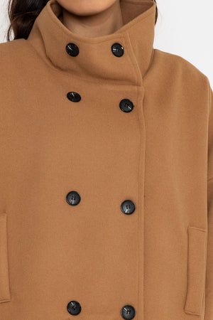 Carraig Donn Short Funnel Neck Jacket in Camel