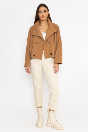 Carraig Donn Short Funnel Neck Jacket in Camel