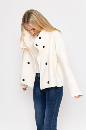 Carraig Donn Short Funnel Neck Jacket in White