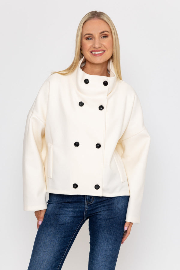 Carraig Donn Short Funnel Neck Jacket in White