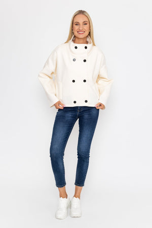 Carraig Donn Short Funnel Neck Jacket in White