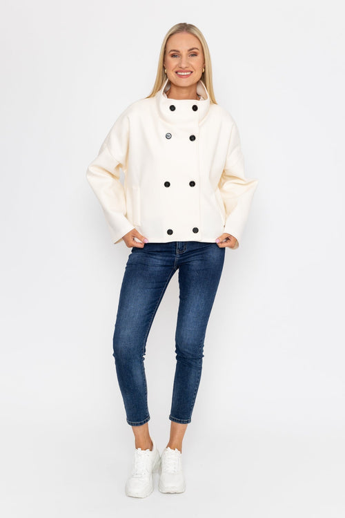 Carraig Donn Short Funnel Neck Jacket in White