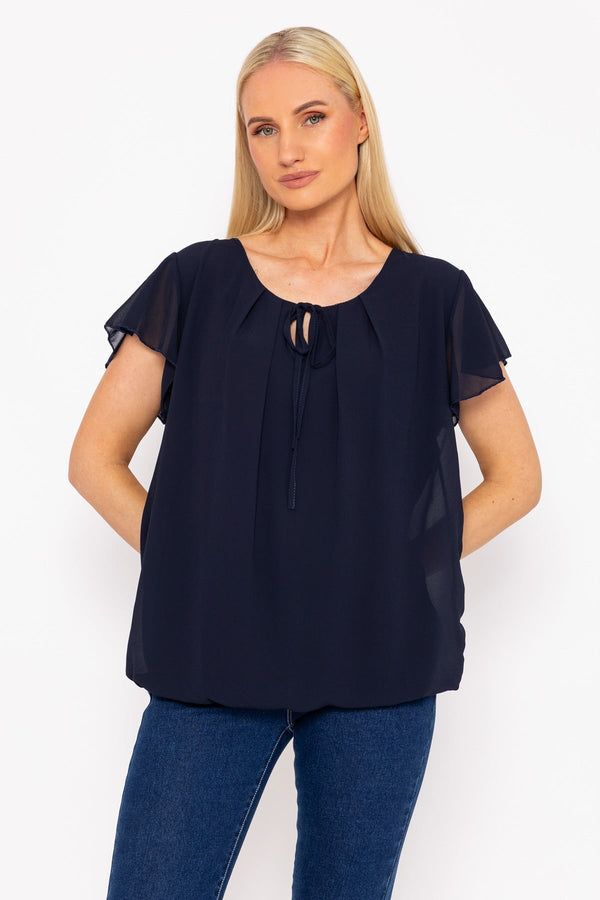 Carraig Donn Short Sleeve Plain Blouse in Navy