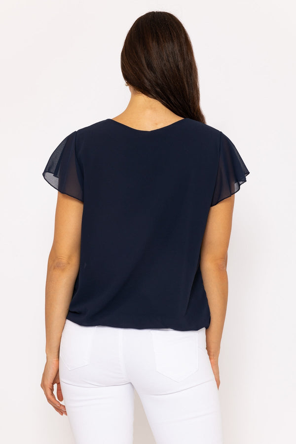 Carraig Donn Short Sleeve Plain Blouse in Navy