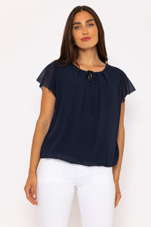 Carraig Donn Short Sleeve Plain Blouse in Navy