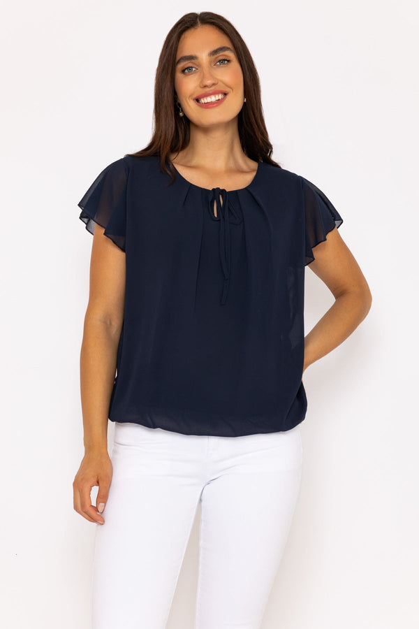 Carraig Donn Short Sleeve Plain Blouse in Navy