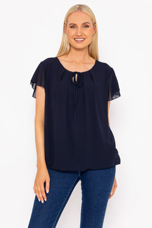 Carraig Donn Short Sleeve Plain Blouse in Navy