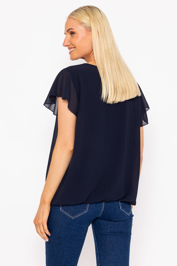 Carraig Donn Short Sleeve Plain Blouse in Navy