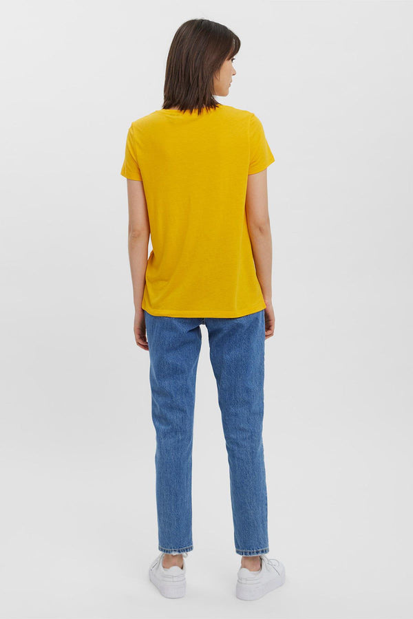 Carraig Donn Short Sleeve V-Neck Top in Yellow