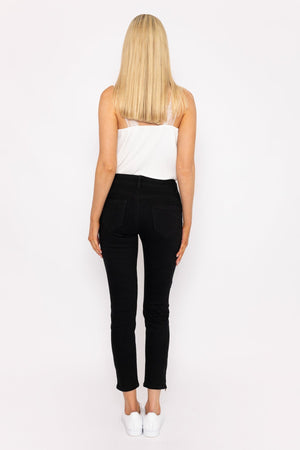 Carraig Donn Short Zip Jeans in Black