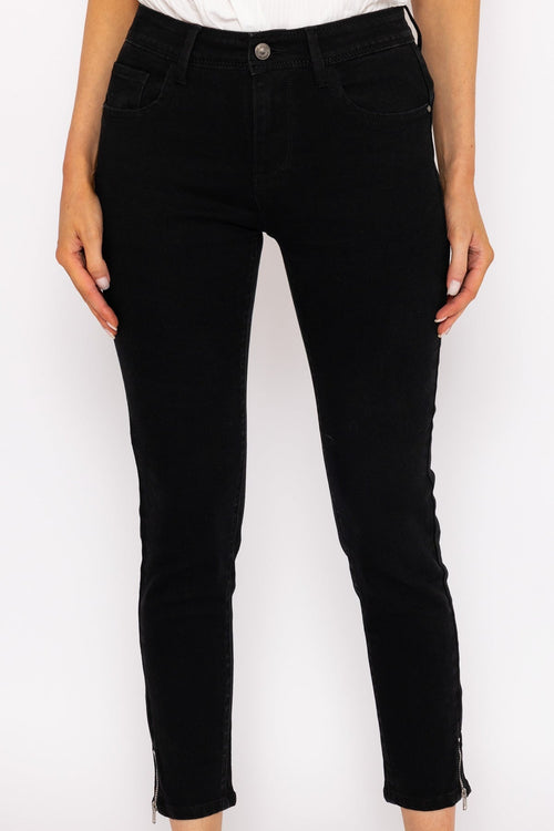 Carraig Donn Short Zip Jeans in Black