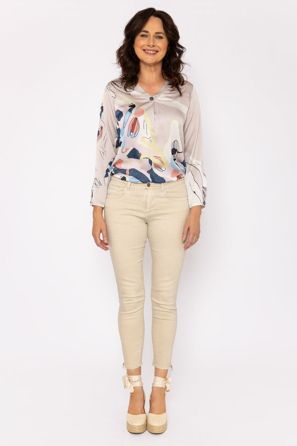 Carraig Donn Short Zip Jeans in Cream
