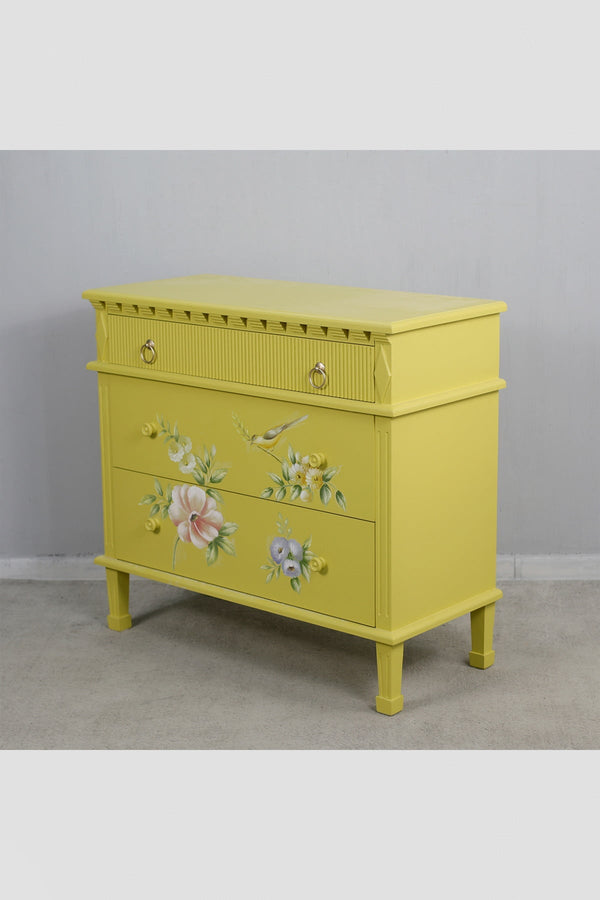 Carraig Donn Siena Yellow Floral 3 Drawer Chest