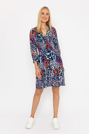 Carraig Donn Sienna Navy Animal Print Knee Length Dress