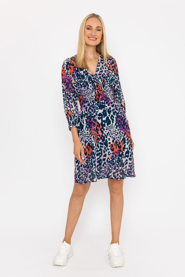 Carraig Donn Sienna Navy Animal Print Knee Length Dress