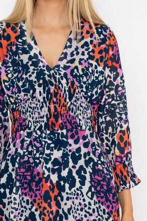 Carraig Donn Sienna Navy Animal Print Knee Length Dress