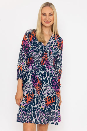 Carraig Donn Sienna Navy Animal Print Knee Length Dress