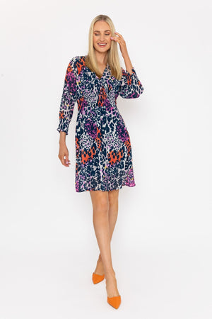 Carraig Donn Sienna Navy Animal Print Knee Length Dress