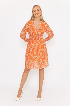 Carraig Donn Sienna Orange Knee Length Dress