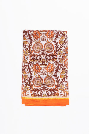 Carraig Donn Silk Blend Floral Scarf in Orange
