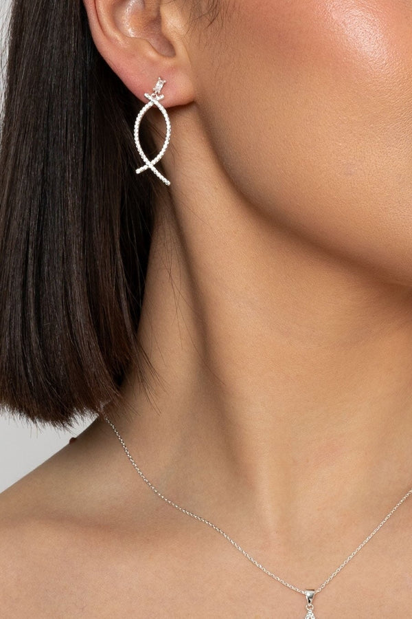 Carraig Donn Silver Crescent Drop Earrings
