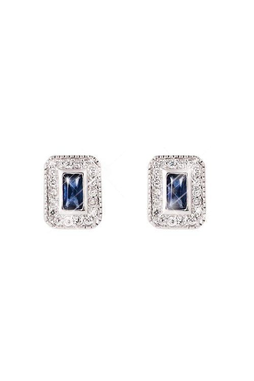 Silver Earrings with Sapphire Centre