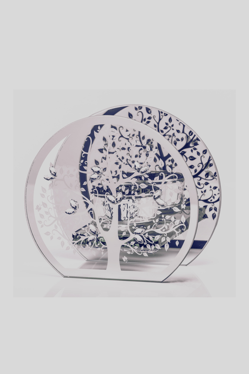 Silver Mirrored Tree T-Light Holder