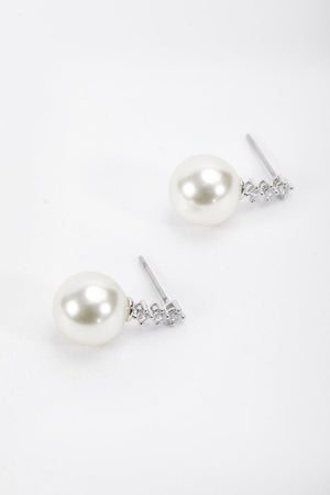 Carraig Donn Silver Tone Diamante Pearl Earrings