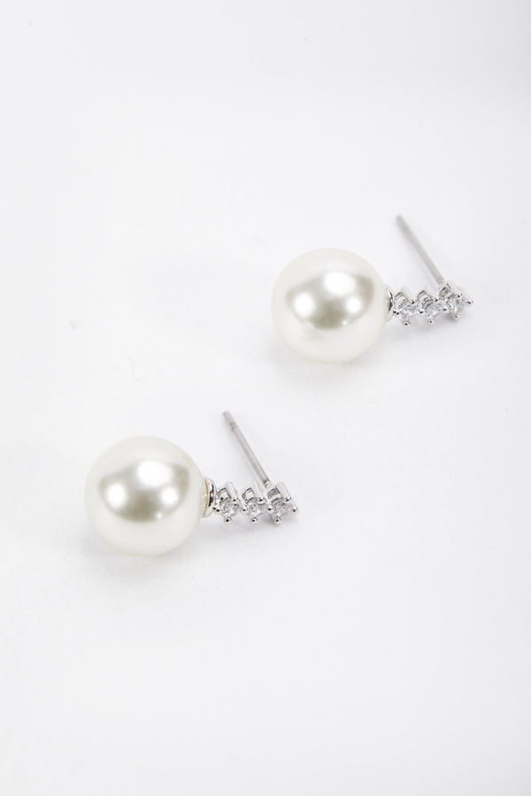 Carraig Donn Silver Tone Diamante Pearl Earrings