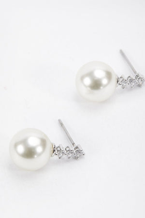 Carraig Donn Silver Tone Diamante Pearl Earrings