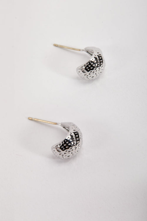 Silver Tone Textured Teardrop Earrings