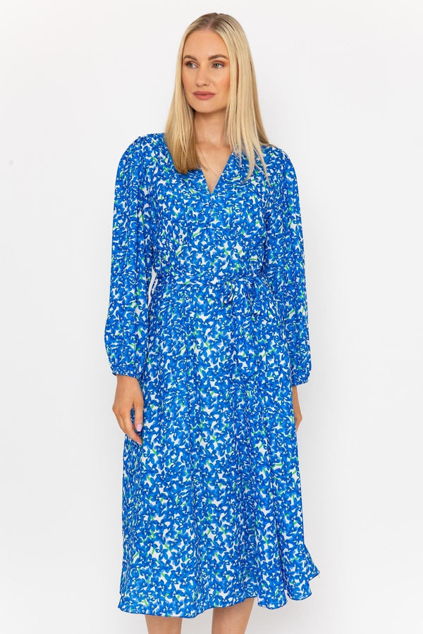 Carraig Donn Sinead Midi Dress in Blue Print