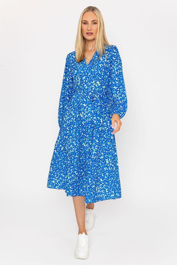 Carraig Donn Sinead Midi Dress in Blue Print