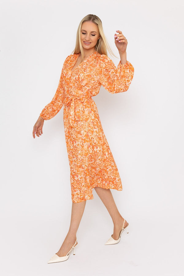 Carraig Donn Sinead Midi Dress in Orange