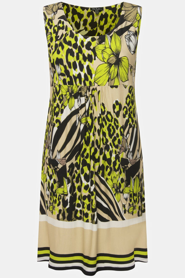 Carraig Donn Sleeveless Border Print Knee Length Dress