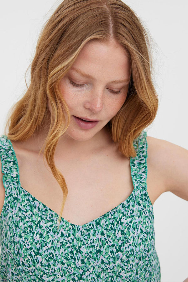 Carraig Donn Sleeveless Dress in Green Print
