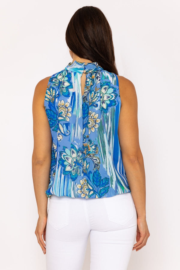 Carraig Donn Sleeveless Halter Top in Blue Print