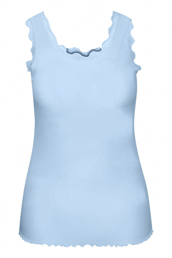 Carraig Donn Sleeveless Lace Trim Blue Top