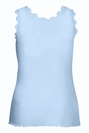Carraig Donn Sleeveless Lace Trim Blue Top