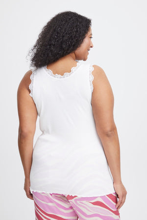 Carraig Donn Sleeveless Lace Trim White Top