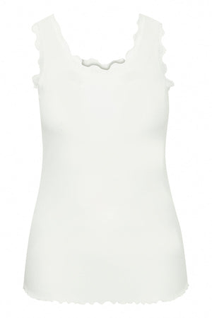 Carraig Donn Sleeveless Lace Trim White Top