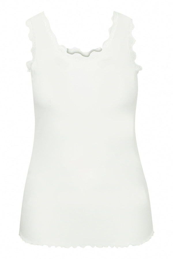 Carraig Donn Sleeveless Lace Trim White Top