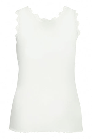 Carraig Donn Sleeveless Lace Trim White Top